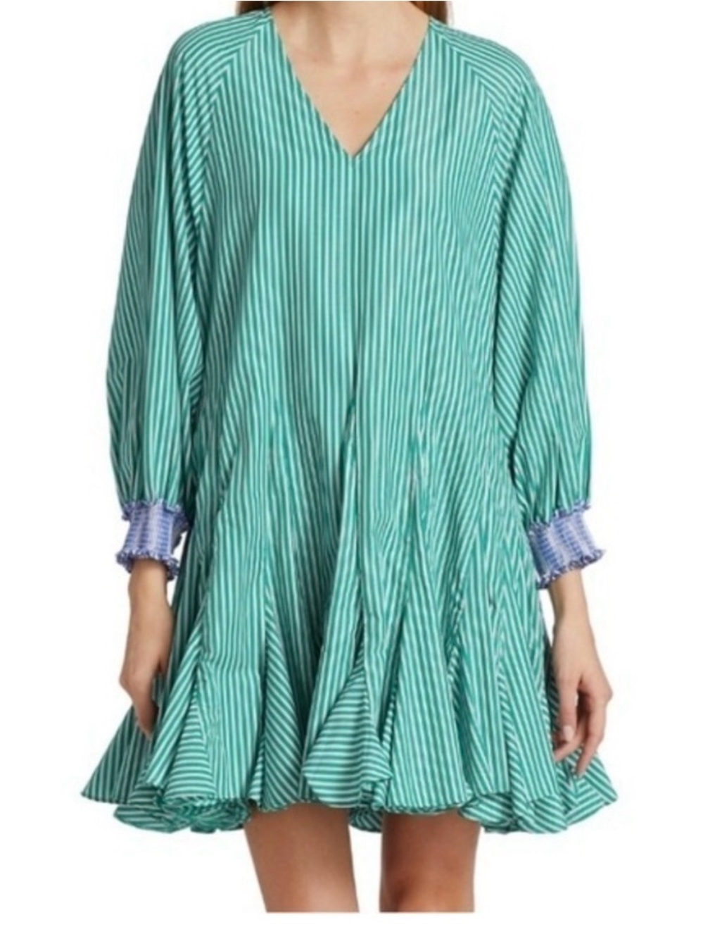 Rhode Olivia striped puff-sleeve linen dress
 Sz medium